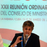 Ana Teresa Igarza, directora general de la oficina de la Zona de Desarrollo el Mariel (ZDEM),ofrecen declaraciones a la prensa, en el contexto del encuentro de altos funcionarios, como antesala de la XXII Reunión Ordinaria del Consejo de Ministros de la Asociación de Estados del Caribe (AEC), en el Hotel Habana Libre, en La Habana, el 9 de marzo de 2017. Foto: Joaquín Hernández Mena / Trabajadores