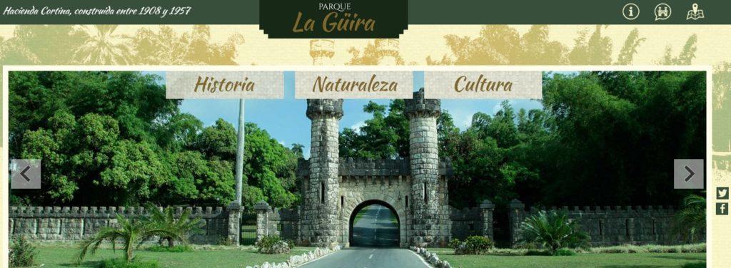 Imagen de la portada del sitio www.parquelaguira.cu