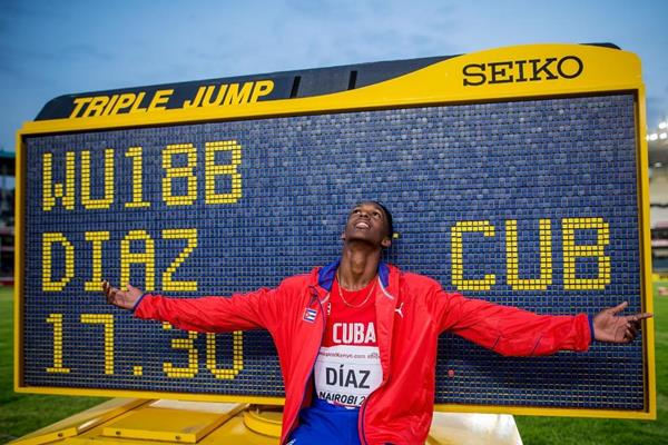 Jordan Díaz implantó récord mundial para la categoría sub 18 en triple salto. Foto: Getty Images