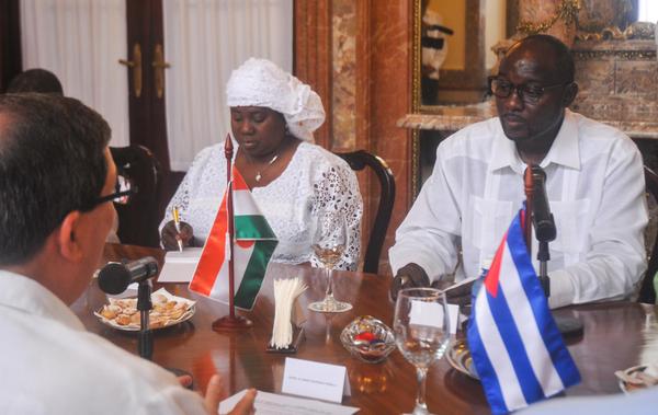 Ibrahim Jacoubou, ministro de Asuntos Exteriores, Cooperación, Integración Africana y Nigerinos en el Exterior de la República de Níger, durante su recibimiento en la sede del Ministerio de Relaciones Exteriores, en La Habana, Cuba. Foto: Oriol de la Cruz Atencio