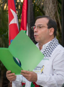 El presidente del ICAP reafirmó el apoyo irrevocable del Gobierno y pueblo cubano a la hermana Palestina. Foto: Orlando Perera (Siempre con Cuba/ICAP) ICAP