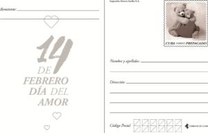 Postal 14 de Febrero Día del Amor. Correos de Cuba 2018. Reverso