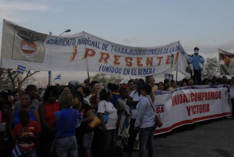 Acto en saludo al 1ro de Mayo en la Colina Lenin. Foto: Agustín Borrego Torres