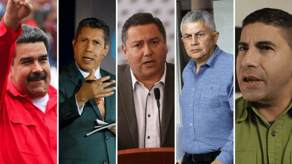 Candidatos a las presidenciales de Venezuela. De izquierda a derecha, Nicolás Maduro Moros, de la coalición Frente Amplio de la Patria; Henri Falcón, del Partido Avanzada Progresista, respaldado por el Movimiento al Socialismo (Mas) y el Comité de Organización Política Electoral Independiente (Copei); Javier Bertucci, del movimiento electoral Esperanza por el Cambio; Reinaldo Quijada, de la Unidad Patriótica Popular 89 (UPP89), y Luis Alejandro Ratti, candidato independiente.