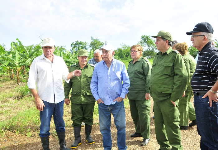Machado Ventura y demás acompañantes también visitaron la granja de cultivos varios Chorrera, ubicada en el municipio de La Sierpe. Foto: Vicente Brito/ Escambray