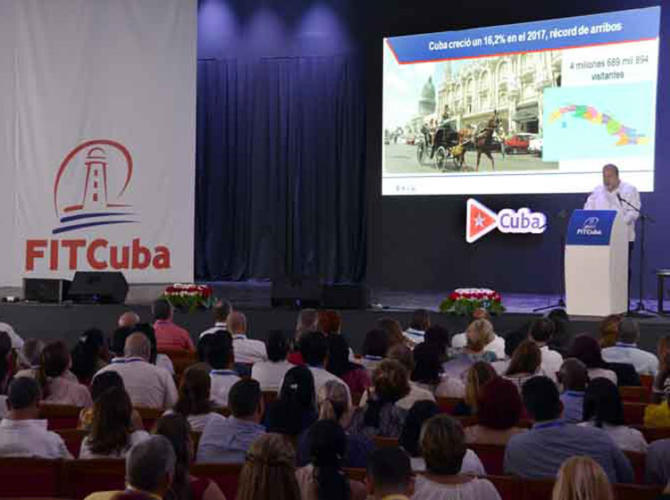 Manuel Marrero Cruz, ministro de turismo de la República de Cuba en la inauguración oficial de la edición 38 de la Feria Internacional de Turismo de Cuba (FITCuba 2018). Villa clara, Cuba. Foto: Joaquín Hernández Mena