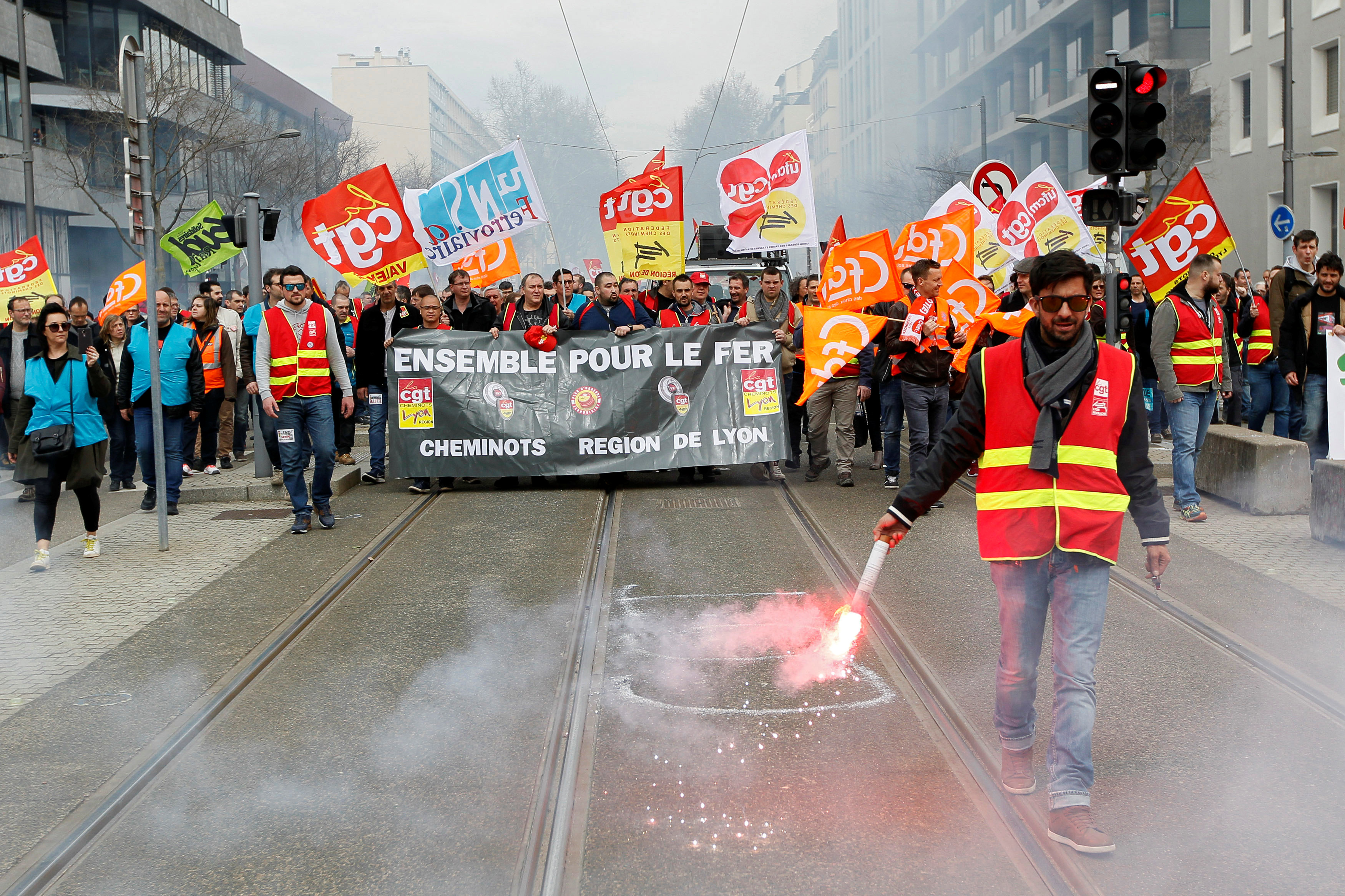 Huelgas de trabajadores ferroviarios en Francia