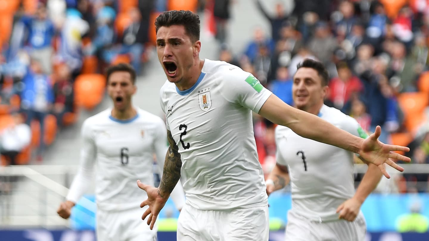 José María Giménez celebra el gol frente a Egipto. Foto: fifa.com