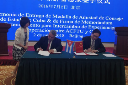 Central de Trabajadores de Cuba y Federación de Sindicatos de Toda China fortalecen lazos de hermandad y cooperación (+Fotos)
