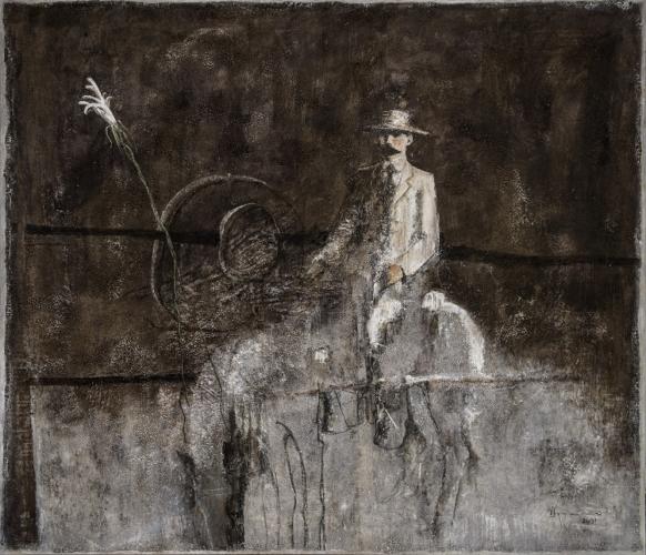 Serie Imágenes en el tiempo. La flor Blanca, 2001, técnica mixta sobre lienzo, 155 x 179cm