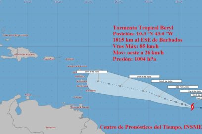 Aviso de ciclón tropical No. 2. Se forma la tormenta Beryl