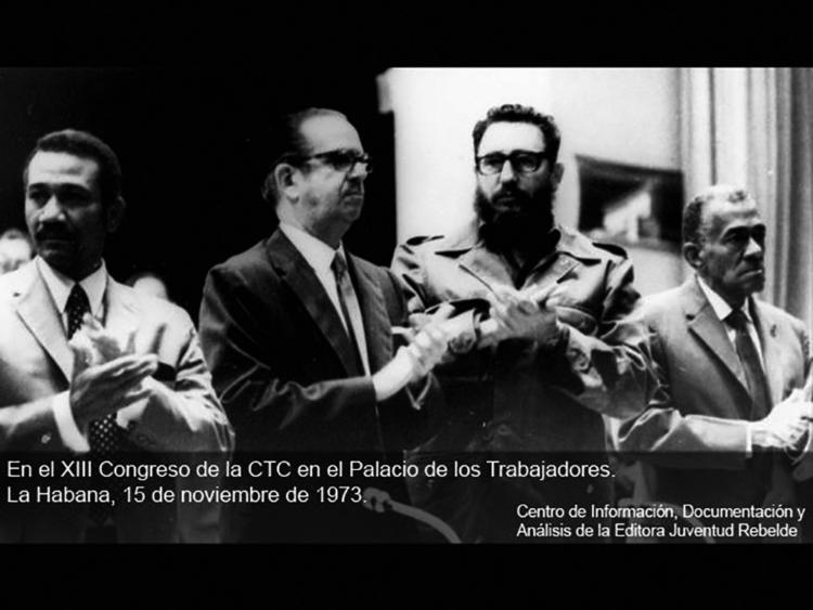 En el XIII Congreso de la CTC en el Palacio de los Trabajadores, 15 de noviembre de 1973. | Foto: Archivo de Juventud Rebelde