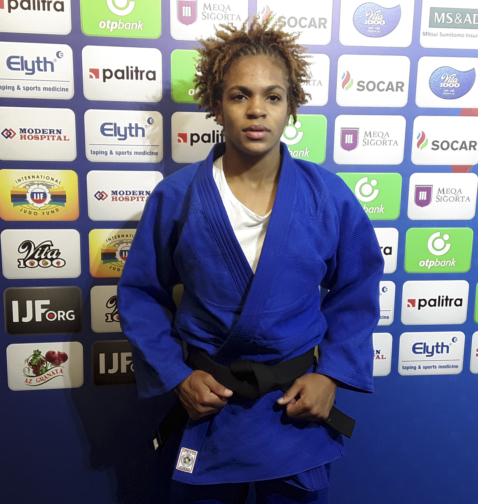 Melisa Hurtado en la zona mixta del campeonato mundial de judo. Foto: Joel García