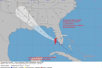Tormenta tropical Gordon se mueve hacia el golfo de México