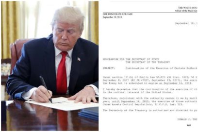 Trump Renews Law Establishing Economic Blockade on Cuba