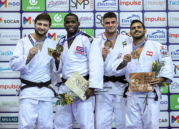 Podio de 90 kilogramos, ganado por Iván Silva. Foto: Federación Internacional de Judo.