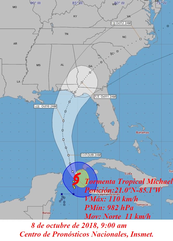 cono Michael próximo a huracán