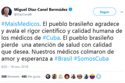 El pueblo brasileño agradece a médicos cubanos, afirma Díaz-Canel