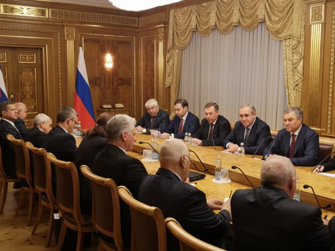 Encuentro con Viacheslav Volodin, Presidente de la Duma Estatal de la Federación de Rusia. Foto: @DiazCanelB