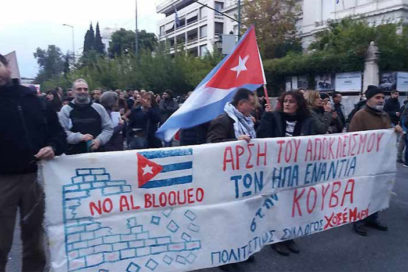 Marcha en Grecia contra bloqueo a Cuba