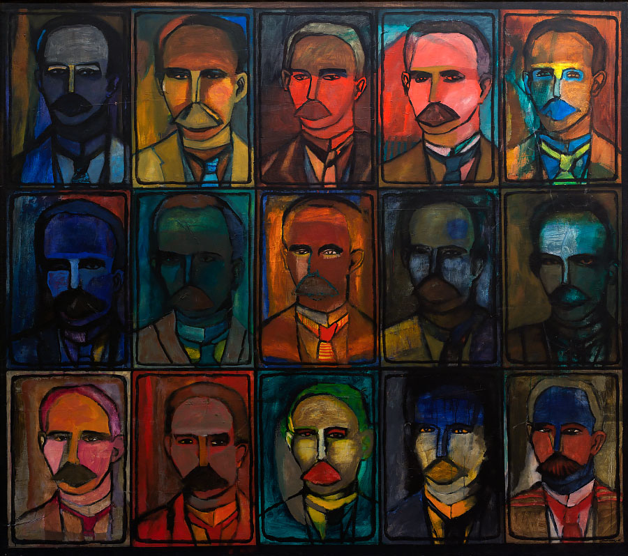 15 repeticiones de Martí (1966), de Raúl Martínez, 198.5x225.5cm. Colección de Arte Contemporáneo del Museo Nacional de Bellas Artes.