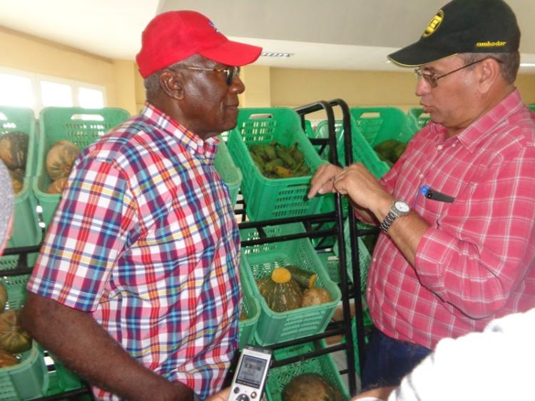 El primer Vicepresidente Cubano y el Ministro de la Agricultura recorren áreas del mercado El Mambí. Foto: Jorge Pérez Cruz