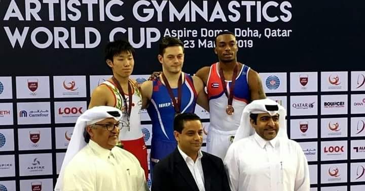 Randy Lerú en el podio de Doha 2019