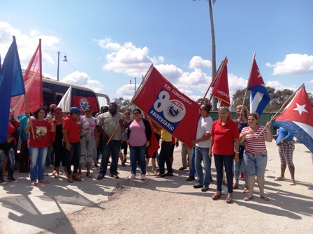 bandera XXI congreso en Sancti Spíritus