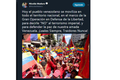 Presidente de Venezuela destaca movilización popular por la libertad