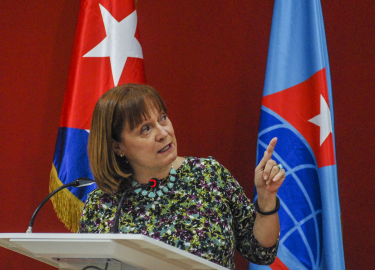 Sra. Consuelo Vidal. Coordinadora Residente del Sistema de Naciones Unidas en Cuba, en el II foro de organizaciones de la sociedad civil sobre desarrollo sostenible. La habana 3 de Abril 2019. Foto Heriberto González Brito.