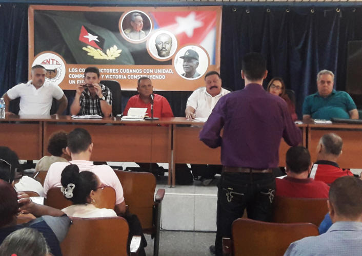 El pleno del Sindicato Nacional de Trabajadores de la Construcción (SNTC) hizo un balance de los resultados de la labor ejecutada el pasado año. Foto: Barreras Ferrán