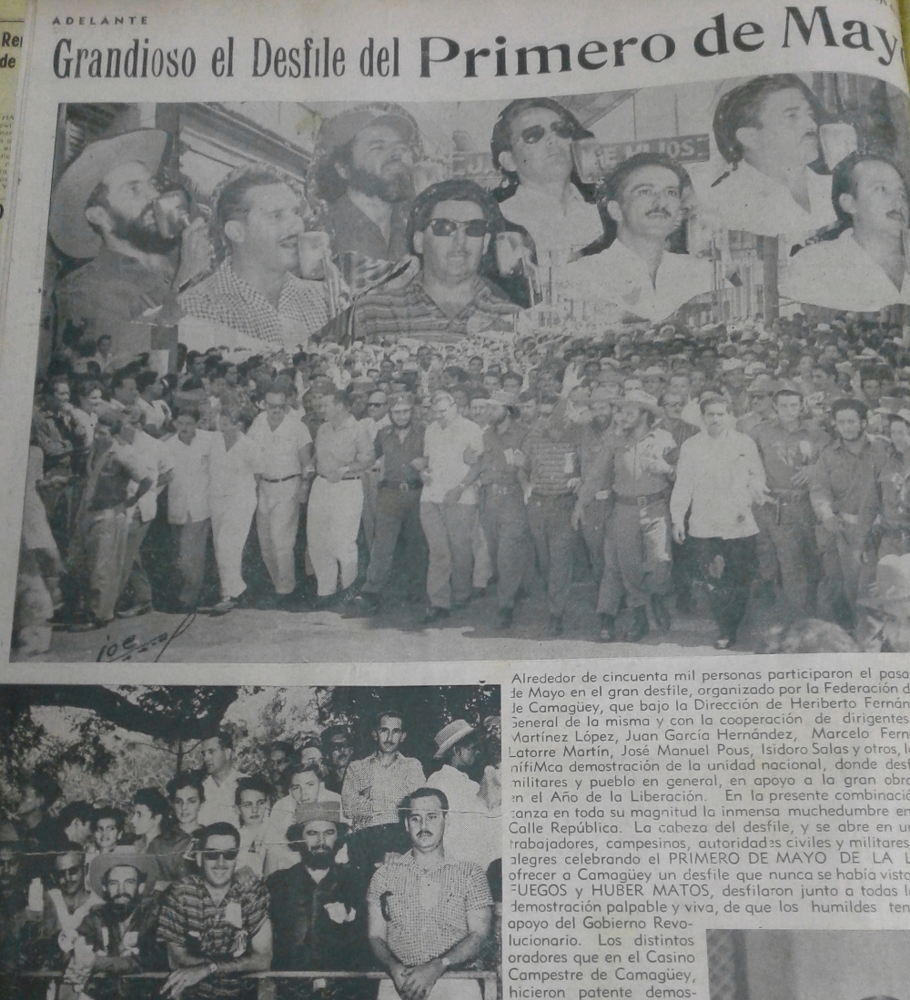 El periódico provincial Adelante reseñó la visita de Camilo como algo nunca visto, como una marcha de pueblo. Foto: Gretel Díaz Montalvo