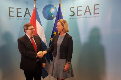 Bruno Rodríguez se reúne con Federica Mogherini en Bruselas