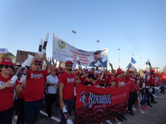 El sector de la Industria Alimentaria y la Pesca estuvo a la vanguardia de los bloques sindicales. Foto: Lianne Fonseca Diéguez