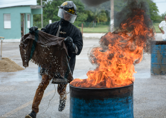 En la semana previa se realizaron ejercicios de Reducción de Riesgo de Desastres y de Protección contra Incendios. Foto: Alejandro Rodríguez Leiva