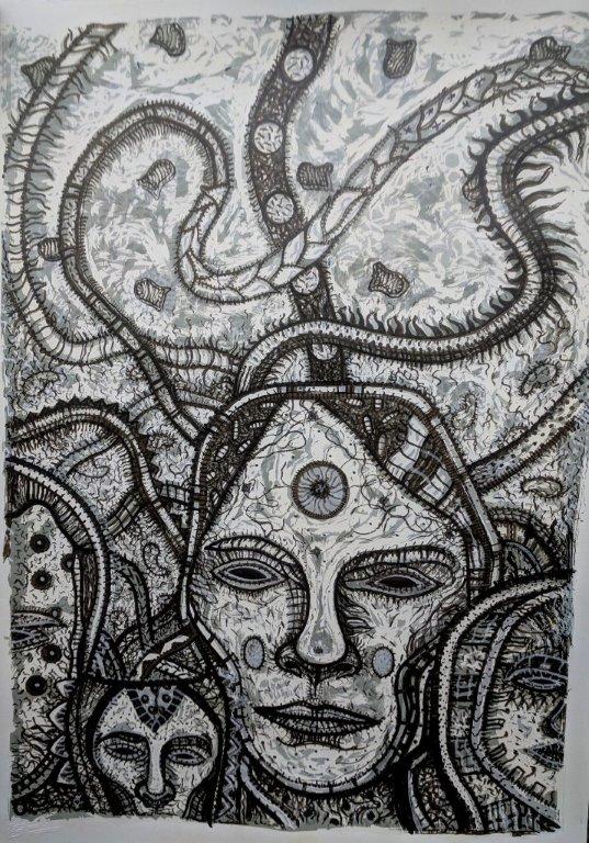 Serigrafía de López Oliva. Estampa El pueblo soy yo