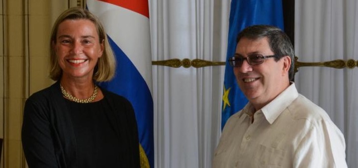 Bruno Rodríguez Parrilla (D), ministro de Relaciones Exteriores de Cuba, recibió a la Sra Federica Mogherini, Alta Representante de la Unión Europea para los Asuntos Exteriores y Política de Seguridad y vicepresidenta de la Comisión Europea, en la sede de la cancillería cubana en La Habana, el 8 de septiembre de 2019. ACN FOTO/Marcelino VÁZQUEZ HERNÁNDEZ/sdl