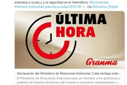 Cuba’s president denounces activation of the TIAR against Venezuela