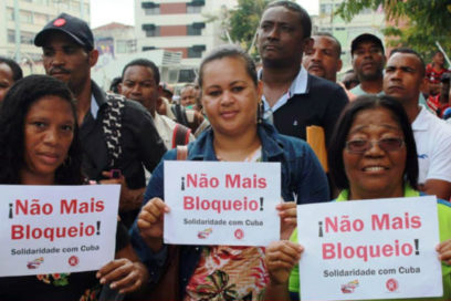 Prosiguen organizaciones sindicales campaña de rechazo al bloqueo