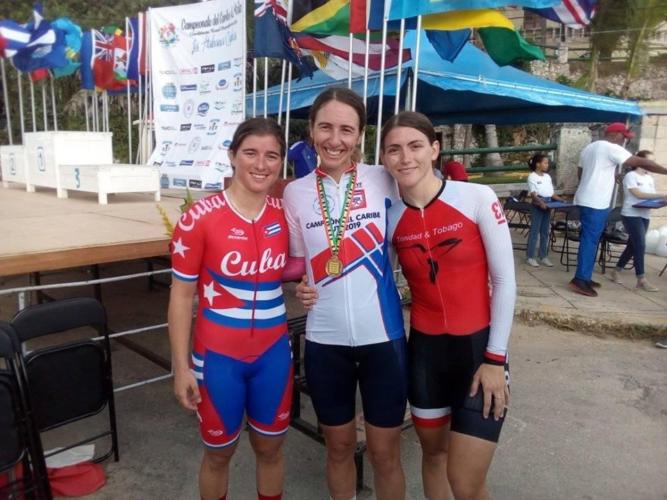 Podio femenino de la contrarreloj individual en el Campeonato del Caribe de Ciclismo de Ruta. Foto: del autor