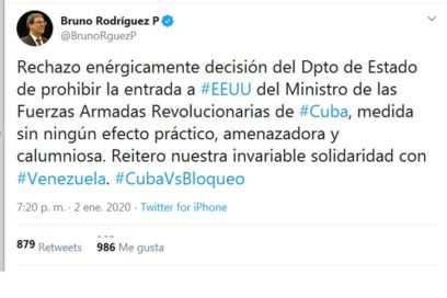 Cuba rechaza medidas sin efectos prácticos y amenazadoras de EE.UU.