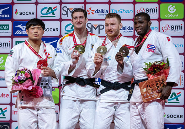 Podio de los 90 kilogramos del Grand Slam de París, donde aparece el cubano Iván Silva.. Foto: www.ijf.org