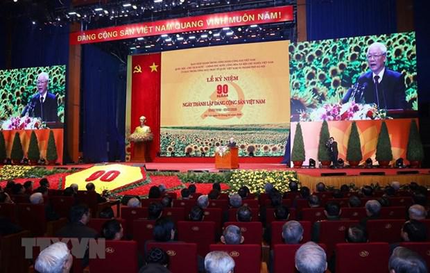 Acto conmemorativo en saludo al aniversario 90 de la fundación del Partido Comunista de Vietnam Foto: VietnamPlus