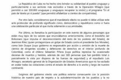 Rechaza central sindical uruguaya exclusión de Cuba