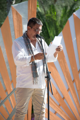 El historiador Desiderio Borroto en su discurso inaugural mencionó a esas voces camagüeyanas que demuestran que esta llanura es la cuna de la literatura cubana. Foto: Alejandro Rodríguez Leiva