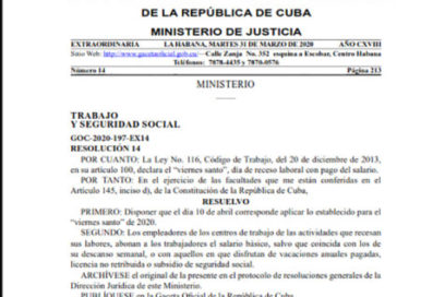 Receso laboral este viernes 10 de abril