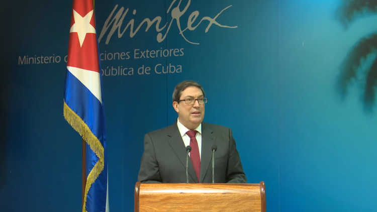 El canciller cubano, Bruno Rodríguez, afirmó que al Gobierno de Estados Unidos le resultan ajenos el humanismo y la solidaridad. Foto tomada de: Presidencia.gob.cu