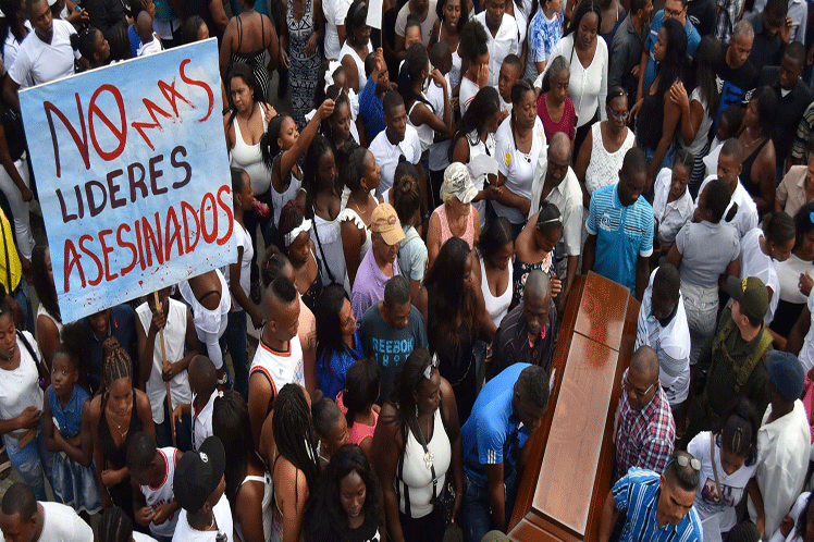 Casi un millar de líderes sociales han sido asesinados en Colombia desde la firma del Acuerdo de Paz, en noviembre del 2016. Foto: Tomada de Prensa Latina