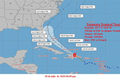 Tormenta tropical Isaías se desplaza sobre República Dominicana
