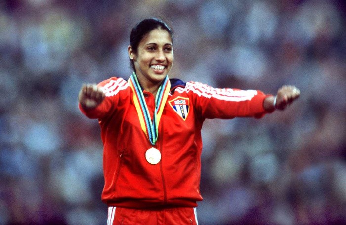 María Caridad Colón en los Juegos Olímpicos de Moscú 1980.